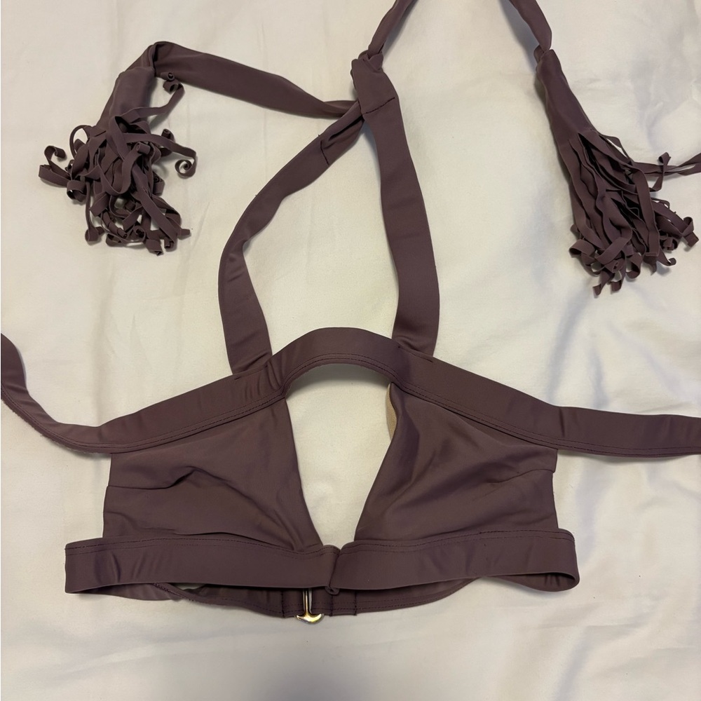 Montce swim Purple Halter Bikini Top with Tassels